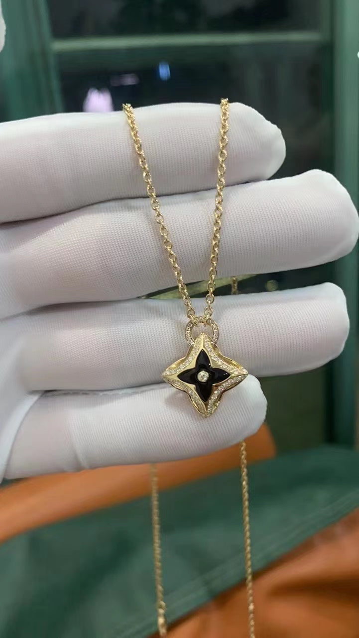 [Basjewels]STAR PEDANT PINK GOLD DIAMOND NECKLACE