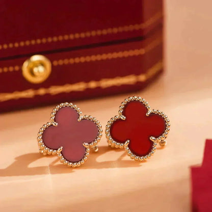 [basloveJW]CLOVER MEDIUM 1 MOTIFS CARNELIAN  EARRINGS