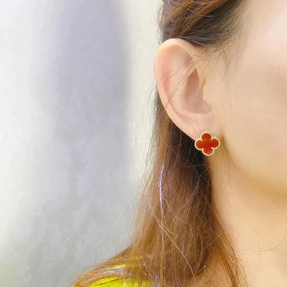 [basloveJW]CLOVER MEDIUM 1 MOTIFS CARNELIAN  EARRINGS