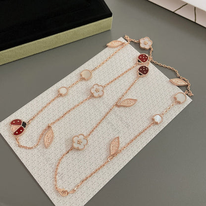 [basloveJW]LUCKY SPRING 15 MOTIFS ROSE GOLD NECKLACE