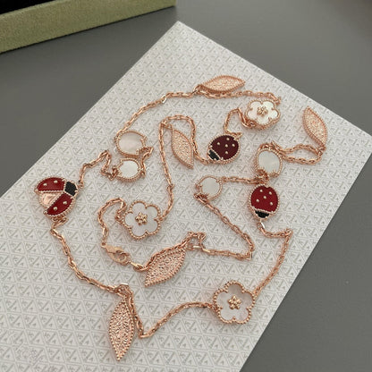 [basloveJW]LUCKY SPRING 15 MOTIFS ROSE GOLD NECKLACE