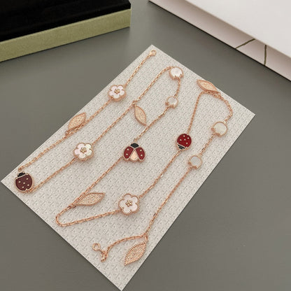 [basloveJW]LUCKY SPRING 15 MOTIFS ROSE GOLD NECKLACE