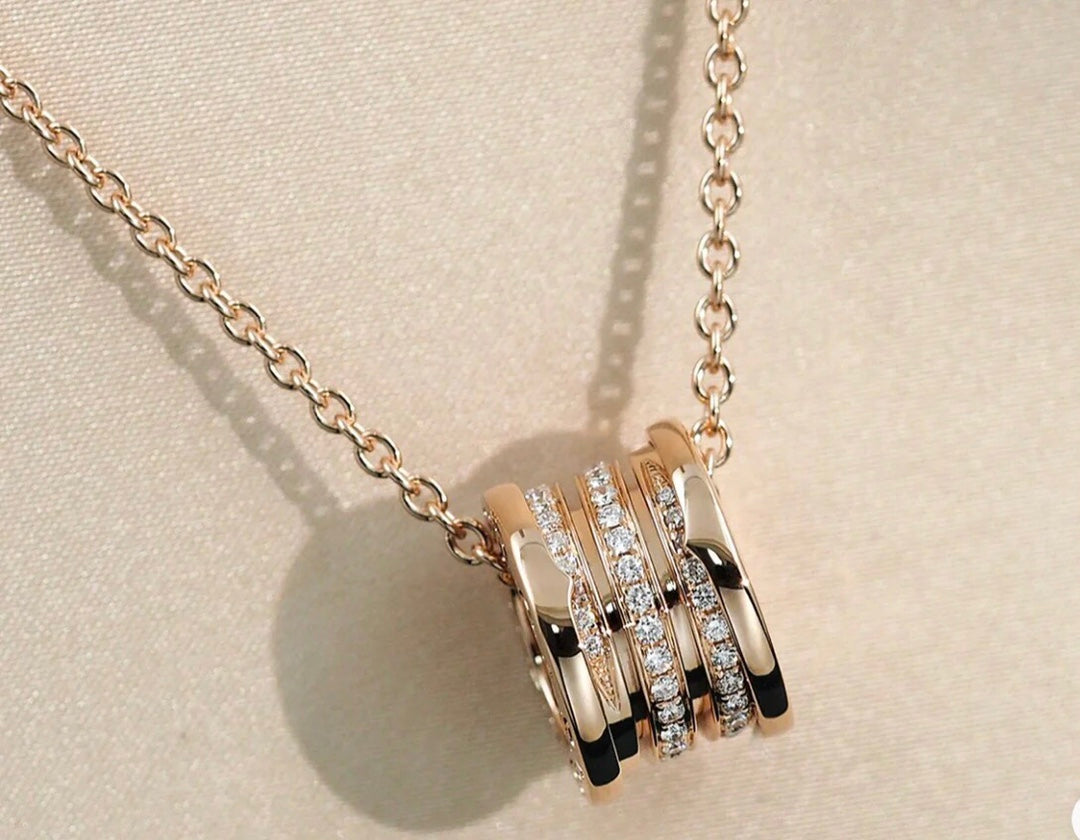 [Basjewels]ZERO 1 PINK GOLD DIAMOND NECKLACE