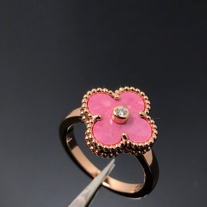 [basloveJW]CLOVER RHODONITE ROSE GOLD RING