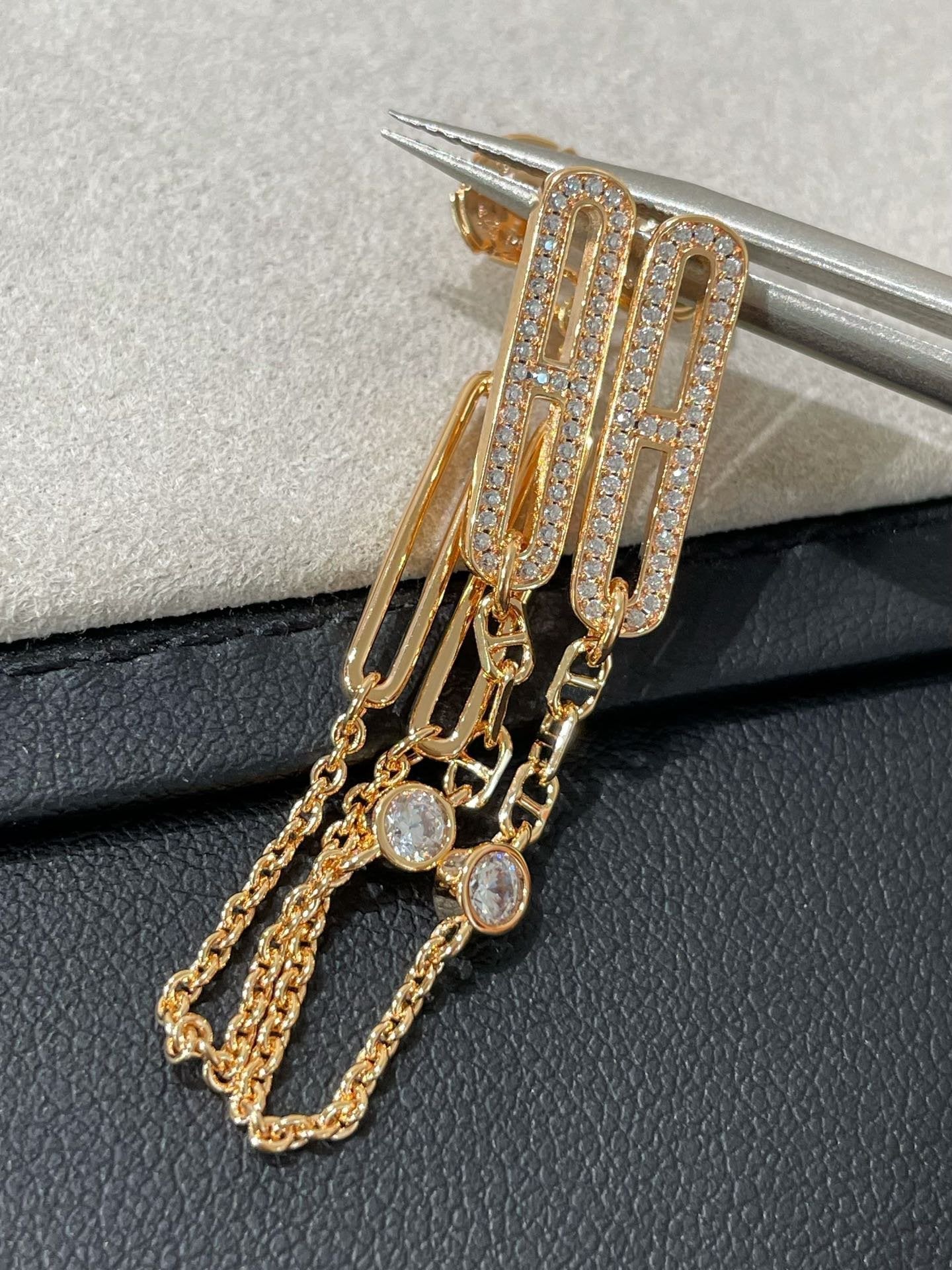 [Basjewels]CHAINE CHAOS DIAMOND DROP EARRINGS