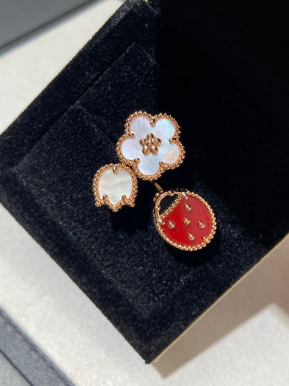 [basloveJW]LUCKY 3 MOTIF ROSE GOLD RING