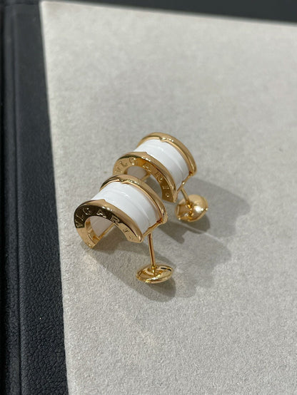 [Basjewels]ZERO 1 PINK GOLD CERAMIC EARRINGS