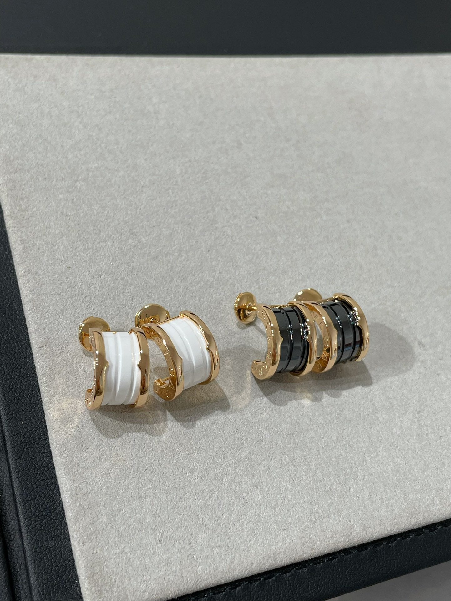 [Basjewels]ZERO 1 PINK GOLD CERAMIC EARRINGS