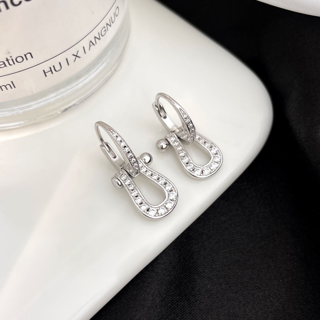 [Basjewels]FORCE 10 FULL DIAMOND DROP EARRINGS MEDIUM MODEL