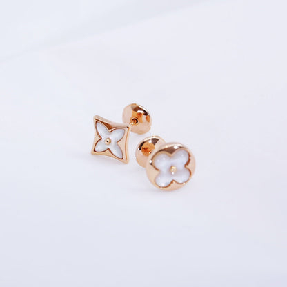 [Basjewels]STAR AND SUN PINK GOLD MOP STUD EARRINGS