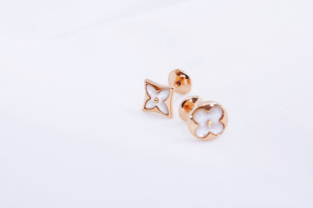 [Basjewels]STAR AND SUN PINK GOLD MOP STUD EARRINGS