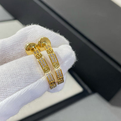 [basloveJW]LOVE DIAMOND GOLD HOOP EARRINGS