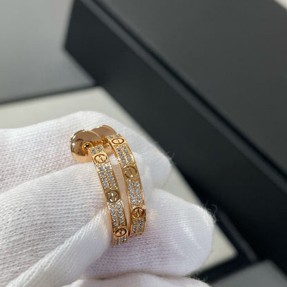 [basloveJW]LOVE DIAMOND PINK GOLD HOOP EARRINGS