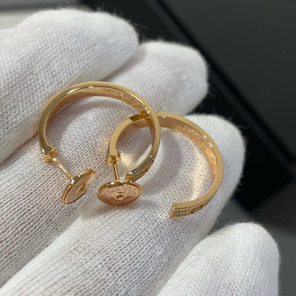 [basloveJW]LOVE DIAMOND PINK GOLD HOOP EARRINGS