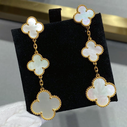 [basloveJW]CLOVER MOP 3 MOTIFS GOLD EARRINGS