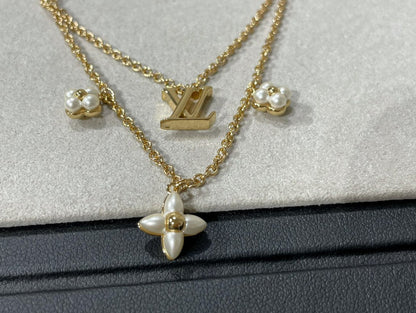 [Basjewels]FLOWERGRAM GOLD MOP DOUBLE ROW NECKLACE