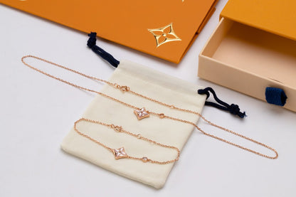 [Basjewels]STAR PINK MOP 1 DIAMOND PINK GOLD NECKLACE