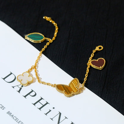 [basloveJW]LUCKY SPRING 5 MOTIF GOLD BRACELET