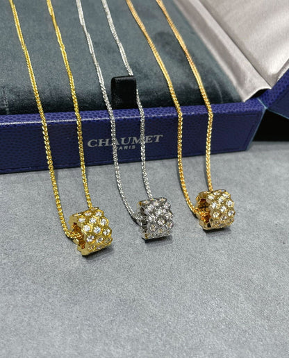 [Basjewels]BEE LOVE DIAMOND PAVED 3 ROW NECKLACE