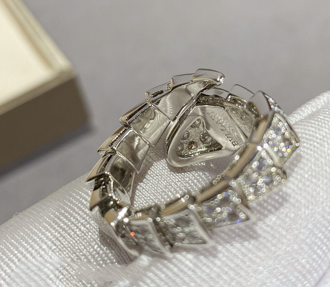 [Basjewels]SERPENTI LARGE RING SILVER DIAMOND PAVED