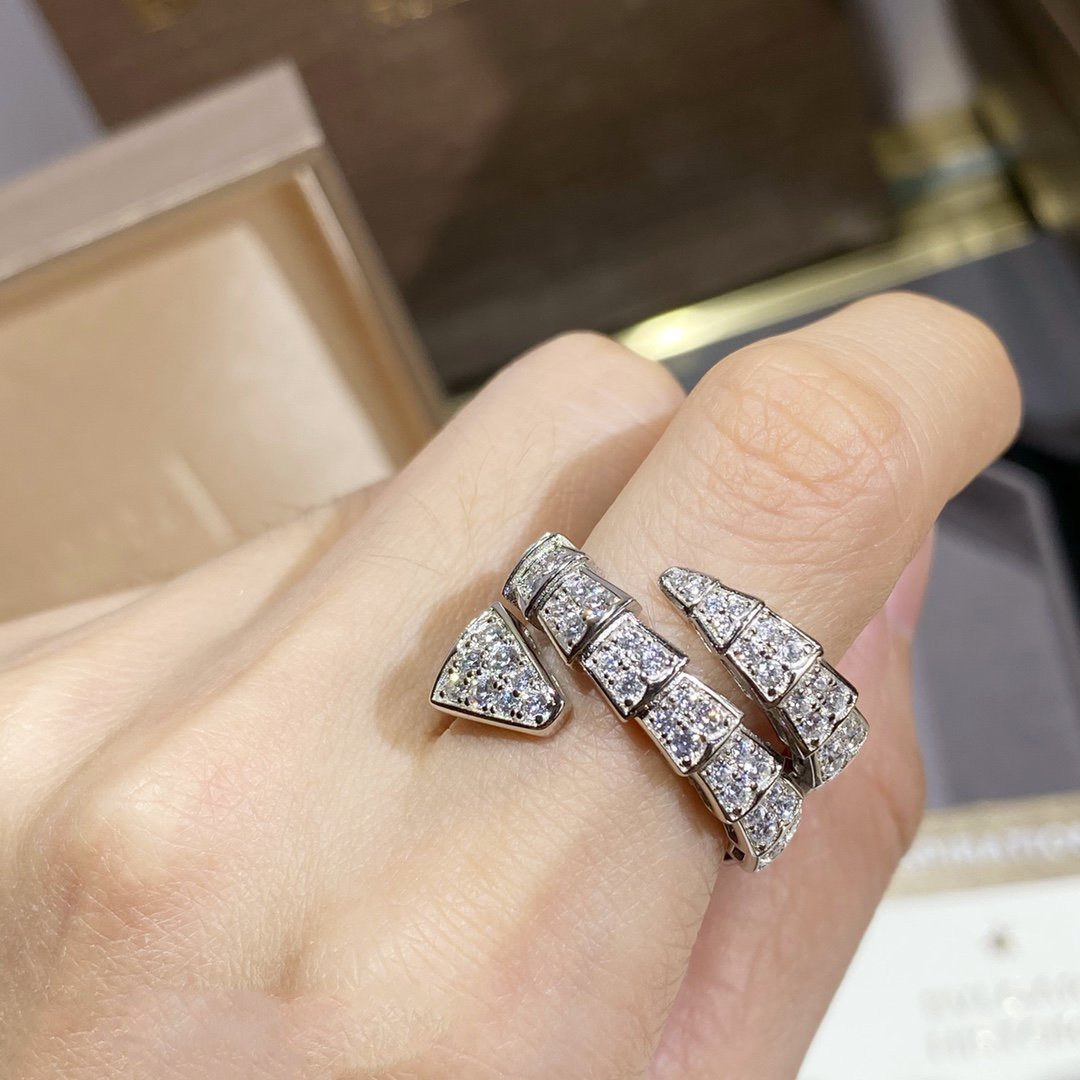 [Basjewels]SERPENTI DOUBLE RING SILVER DIAMOND PAVED