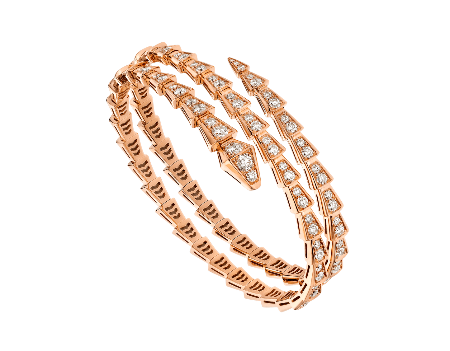 [Basjewels]SERPENTI BRACELET PINK GOLD DIAMOND DOUBLE ROW