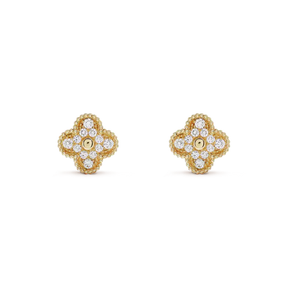 [basloveJW]CLOVER MEDIUM 1 MOTIFS FUll DIAMOND EARRINGS