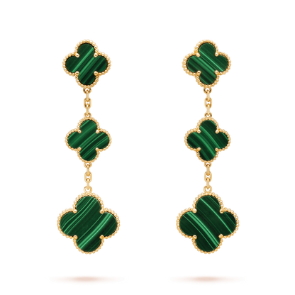 [basloveJW]CLOVER MALACHITE 3 MOTIFS GOLD