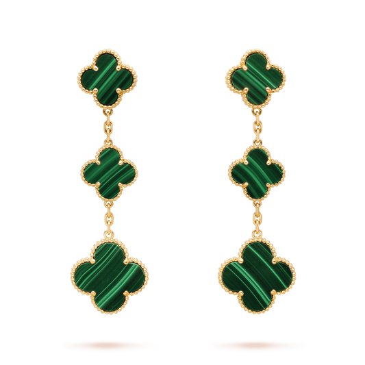 [basloveJW]CLOVER MALACHITE 3 MOTIFS GOLD