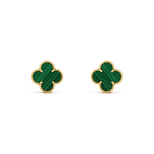 [basloveJW]CLOVER MEDIUM 1 MOTIFS MALACHITE  EARRINGS