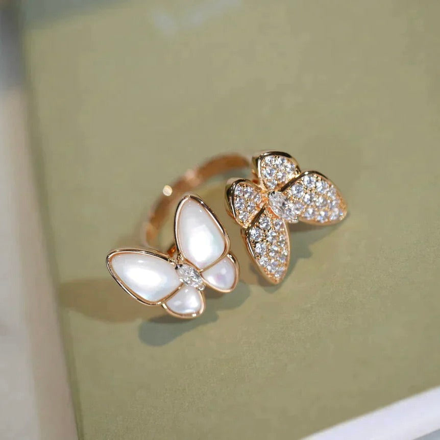 [basloveJW]TWIN BUTTERFLY DIAMOND MOP RING