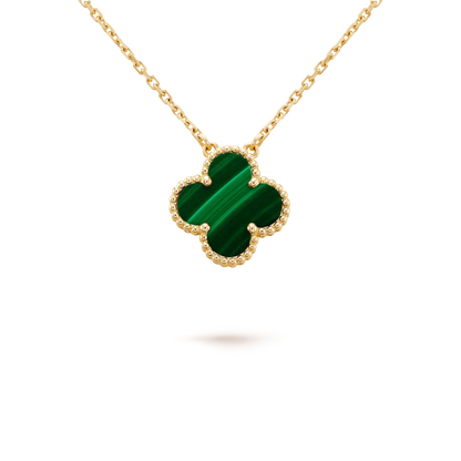 [basloveJW]CLOVER 15MM MALACHITE SINGLE FLOWER  NECKLACE