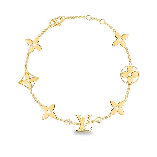 [Basjewels]STAR AND SUN 7 MOTIFS GOLD BRACELET