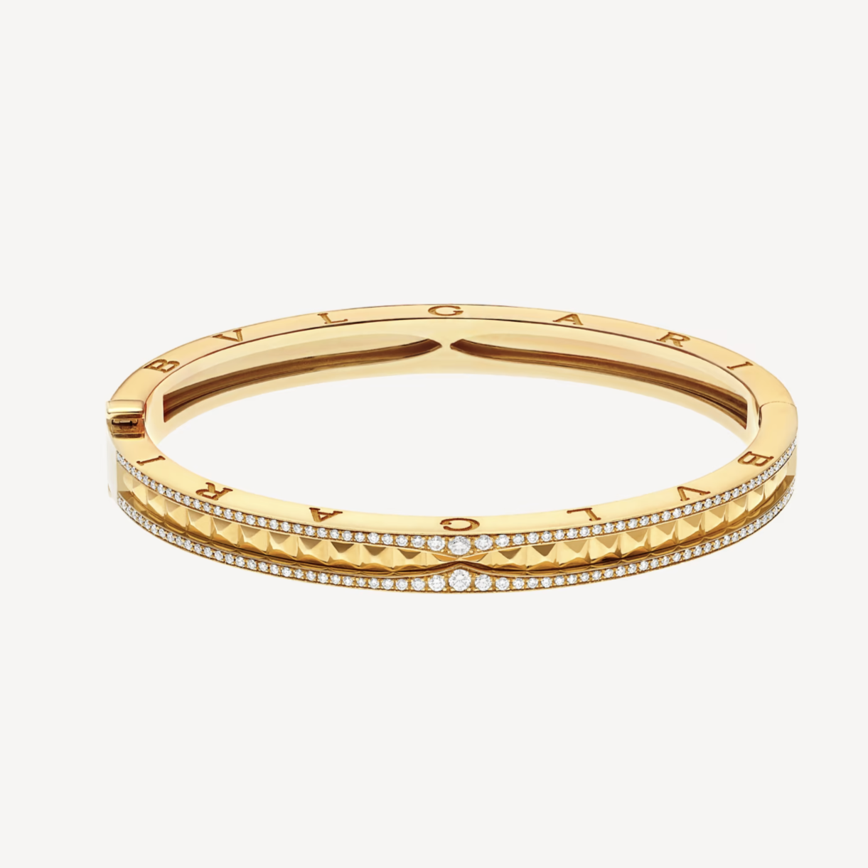 [Basjewels]ZERO 1 SPIRAL AND PAVED DIAMOND GOLD BRACELET