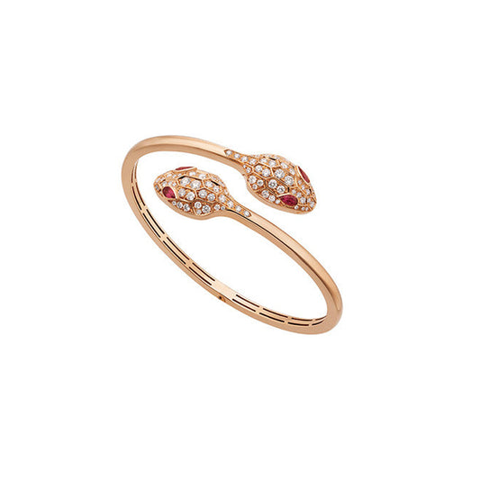 [Basjewels]SERPENTI BRACELET PINK GOLD DIAMOND DOUBLE SNAKE