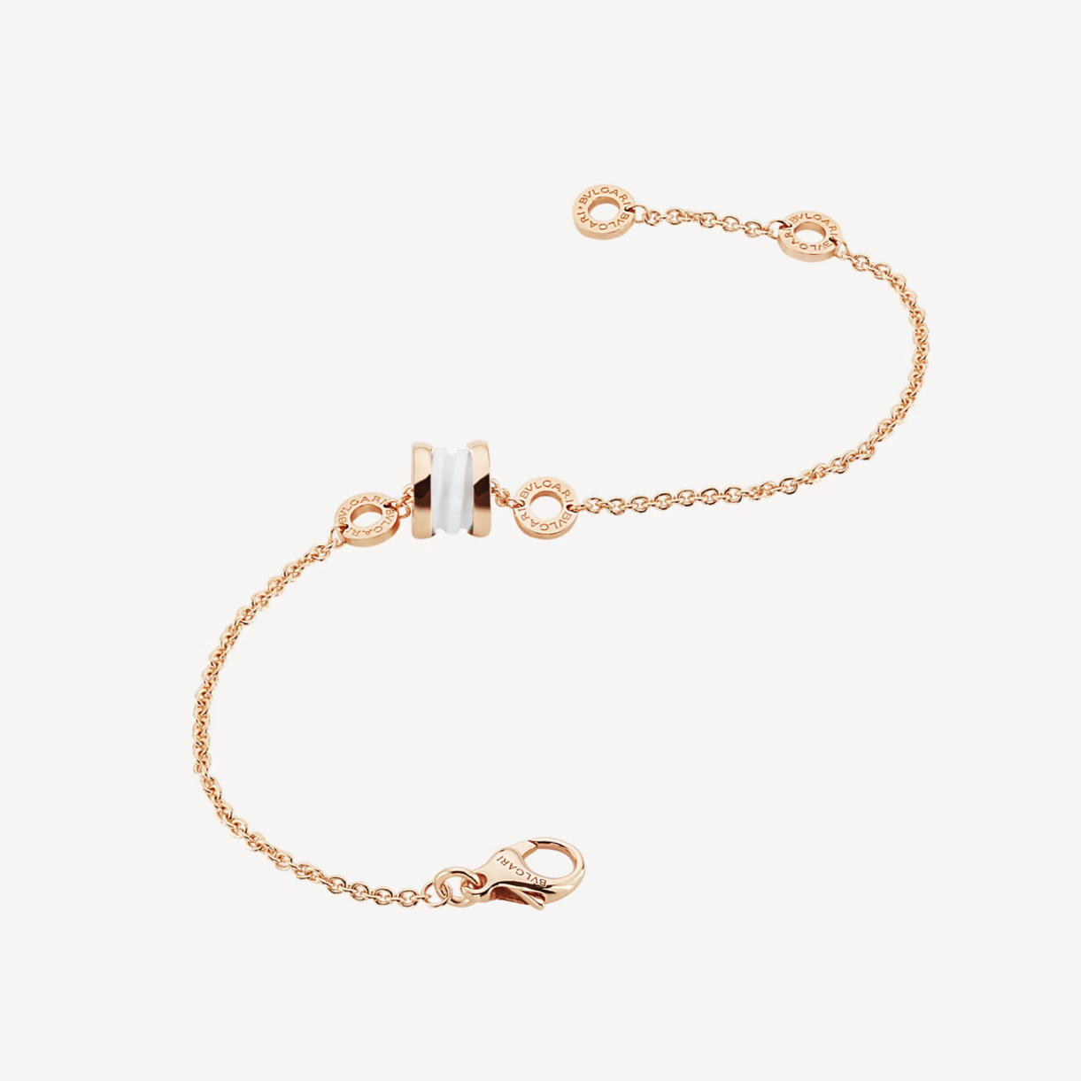 [Basjewels]ZERO 1 SOFT PINK GOLD AND WHITE CERAMIC BRACELET