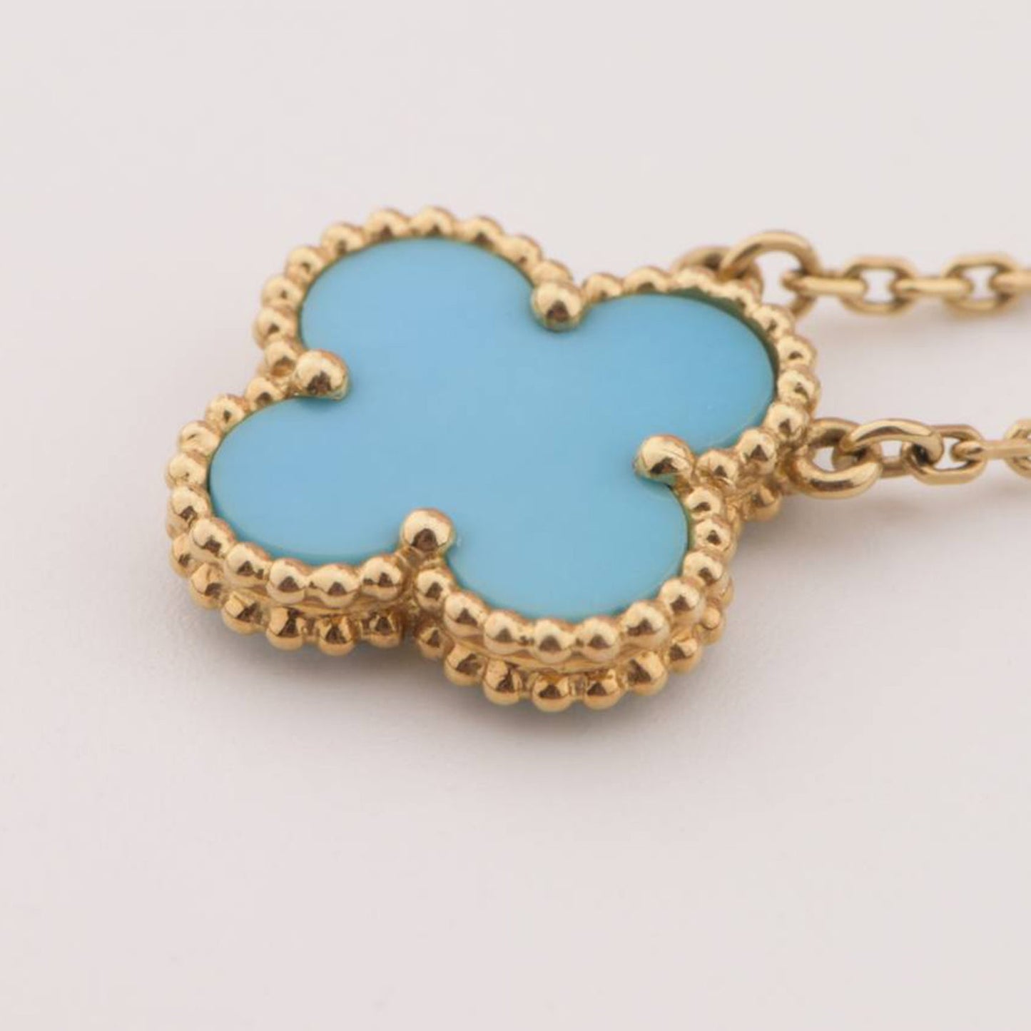 [basloveJW]CLOVER 15MM VINTAGE TURQUOISE NECKLACE