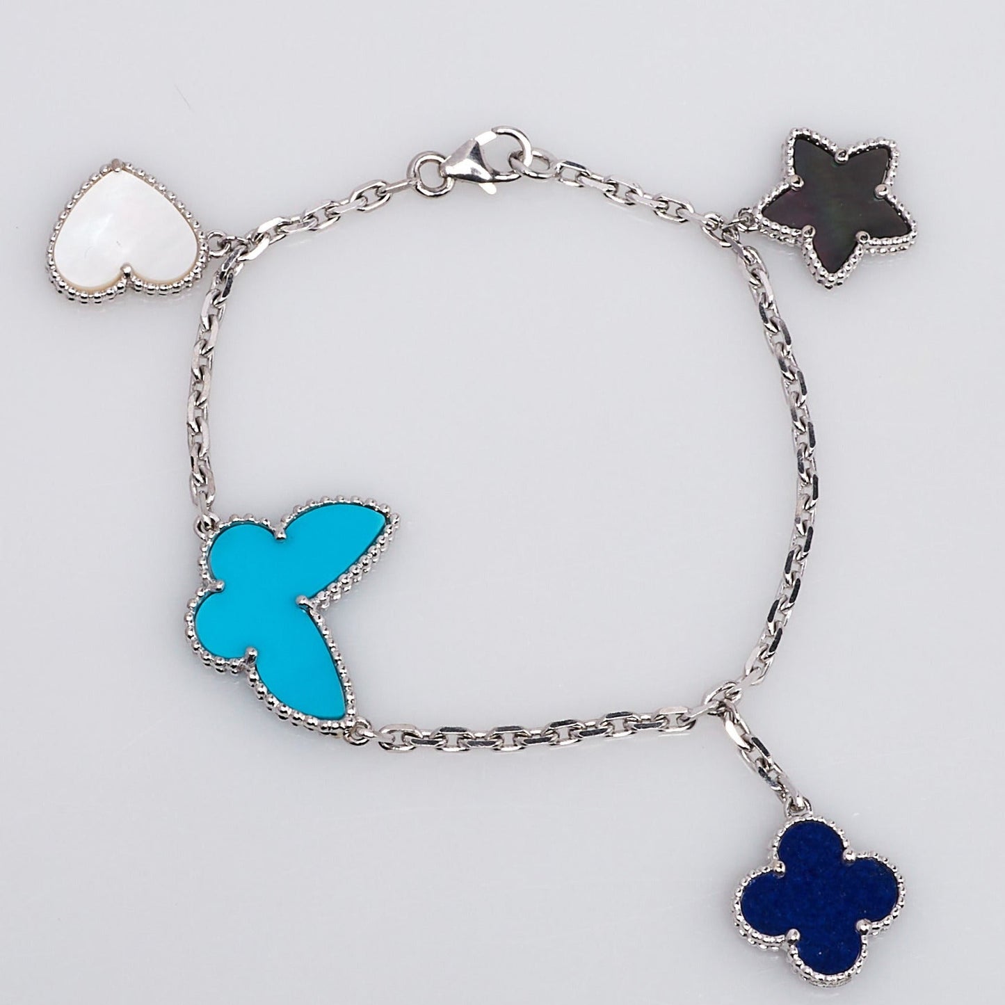 [basloveJW]LUCKY SPRING SILVER BRACELET 4 MOTIF