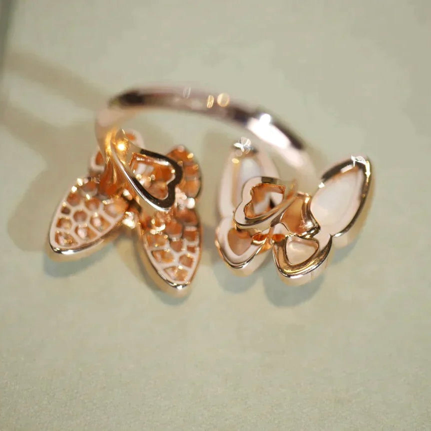 [basloveJW]TWIN BUTTERFLY DIAMOND MOP RING