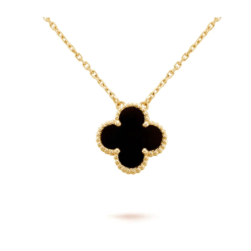 [basloveJW]CLOVER 15MM BLACK ONYX SINGLE FLOWER NECKLACE