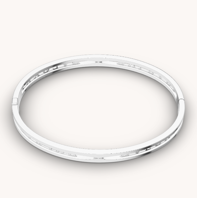 [Basjewels]ZERO 1 SPIRAL LOGO SILVER BRACELET