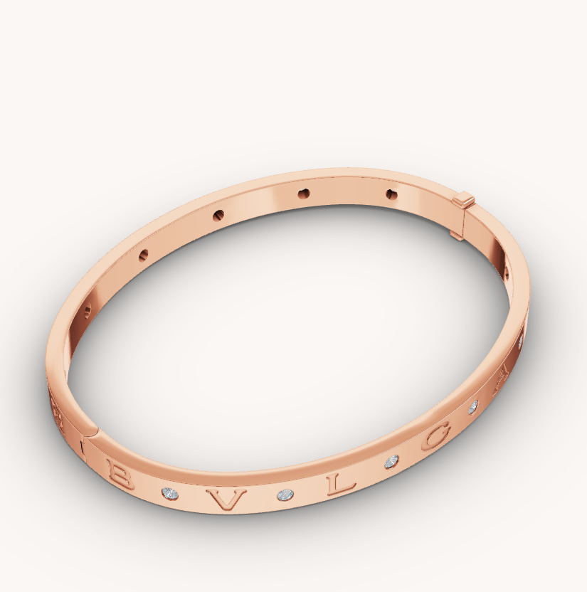 [Basjewels]ZERO 1 PINK GOLD 12 DIAMONDS BRACELET