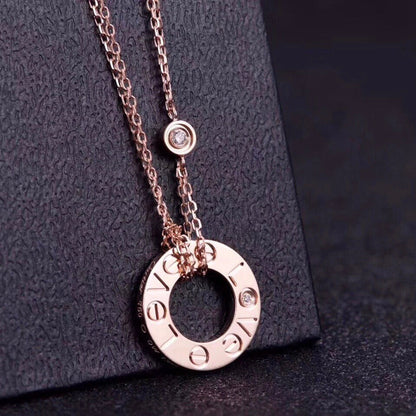 [basloveJW]LOVE NECKLACE 16MM 2 DIAMONDS