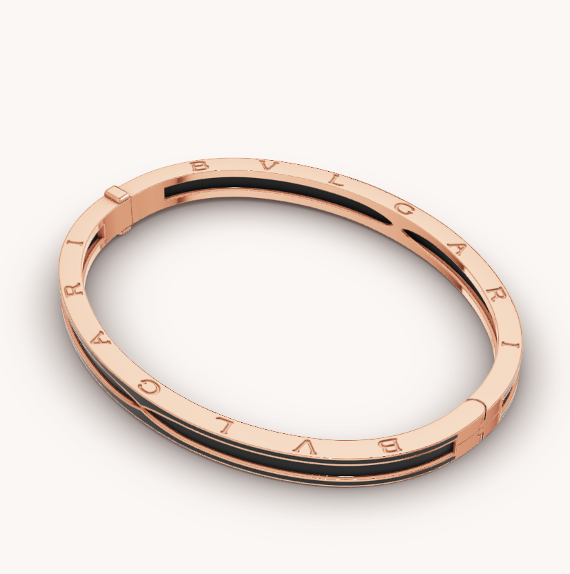 [Basjewels]ZERO 1 PINK GOLD WITH MATTE BLACK CERAMIC BRACELET