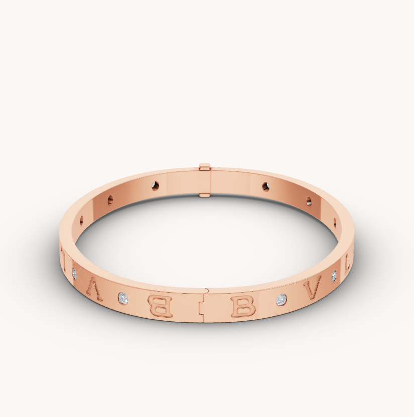 [Basjewels]ZERO 1 PINK GOLD 12 DIAMONDS BRACELET