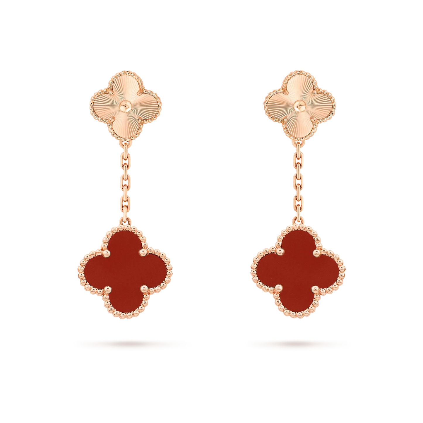 [basloveJW]CLOVER 2 MOTIF  LASER CARNELIAN EARRINGS