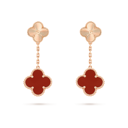 [basloveJW]CLOVER 2 MOTIF  LASER CARNELIAN EARRINGS