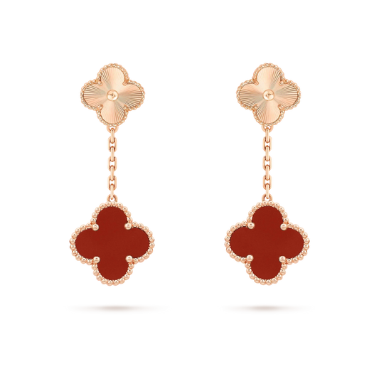 [basloveJW]CLOVER 2 MOTIF  LASER CARNELIAN EARRINGS