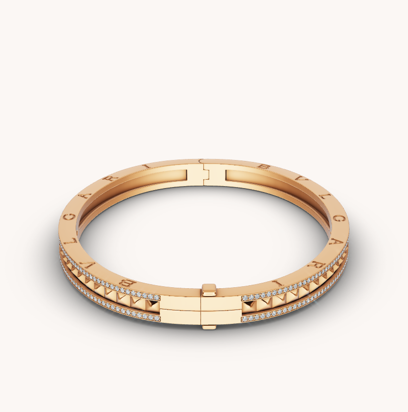 [Basjewels]ZERO 1 SPIRAL AND PAVED DIAMOND GOLD BRACELET