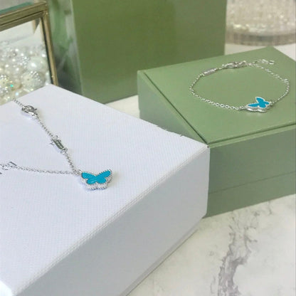 [basloveJW]BUTTERFLY TURQUOISE BUTTERFLY BRACELET SILVER